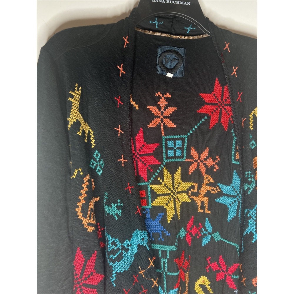 Johnny Was Sweater Kimono Embroidered Floral Cardigan VTG Duster Pockets Sz S - Picture 4 of 16